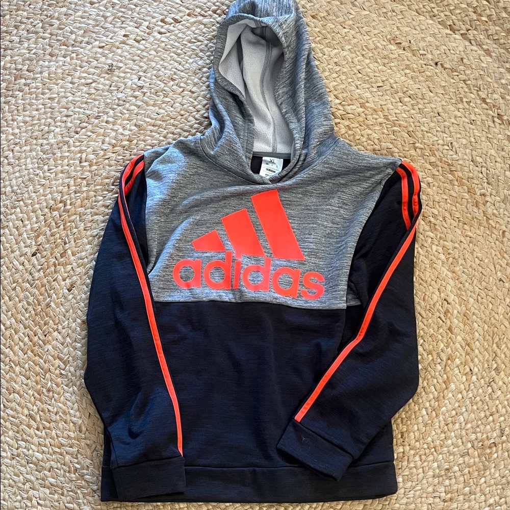 Adidas Black and Gray Hoodie with Red Accents